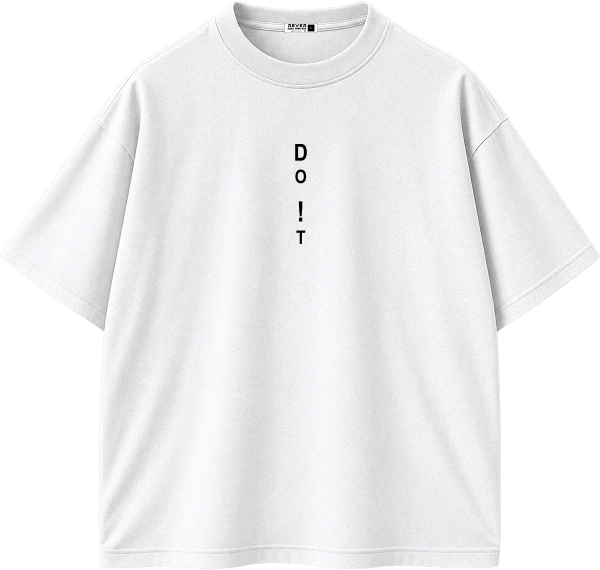 A white short-sleeve crewneck t-shirt with the word 'DO NOT' printed vertically in black text on the center chest, displayed on a clean white background.