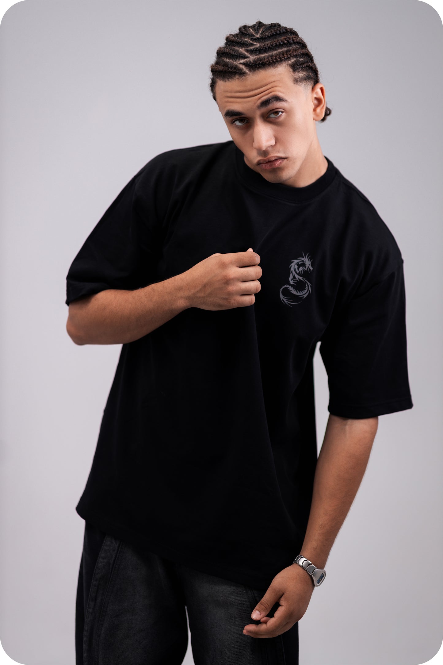 REVER – Oversized T-Shirt – Black [Dragon] Print - REVER