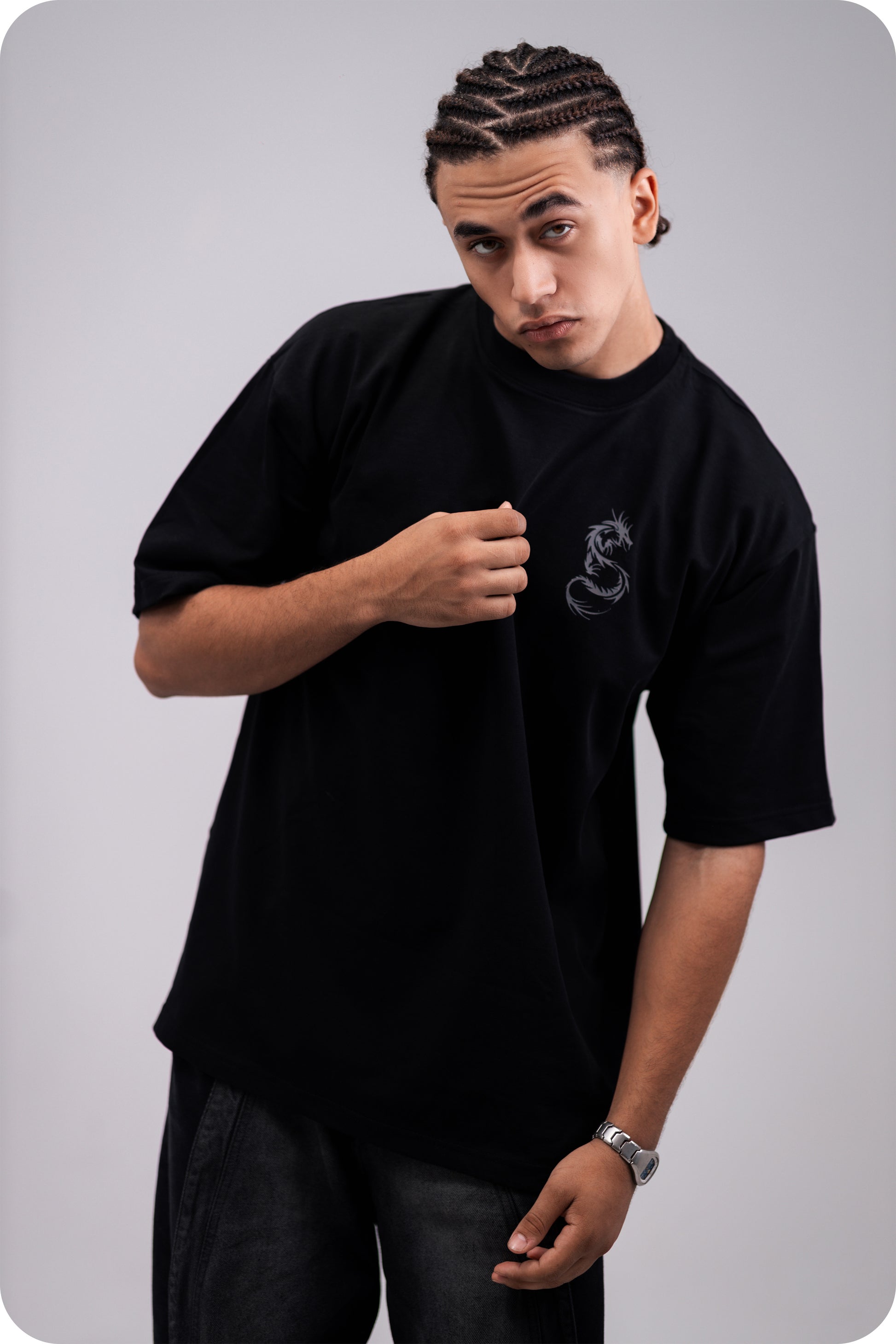 REVER – Oversized T-Shirt – Black [Dragon] Print - REVER