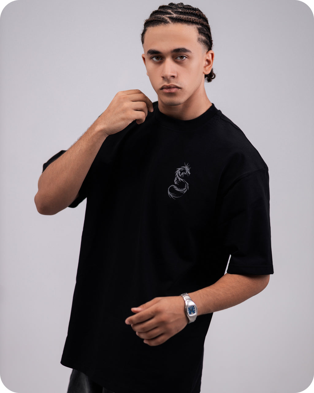 REVER – Oversized T-Shirt – Black [Dragon] Print - REVER