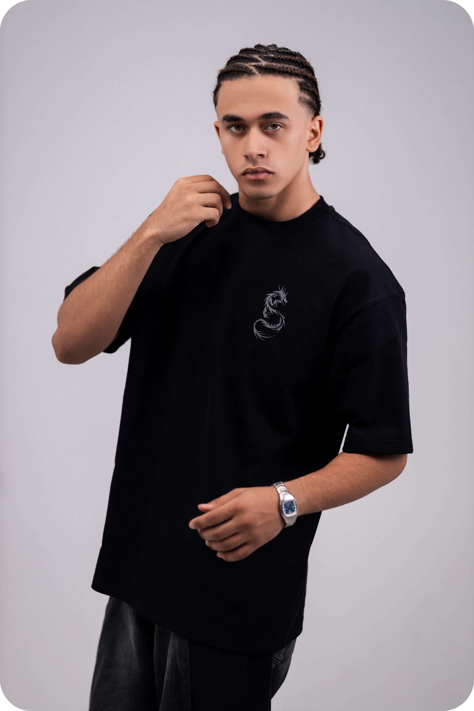 REVER – Oversized T-Shirt – Black [Dragon] Print - REVER