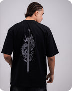 REVER – Oversized T-Shirt – Black [Dragon] Print - REVER