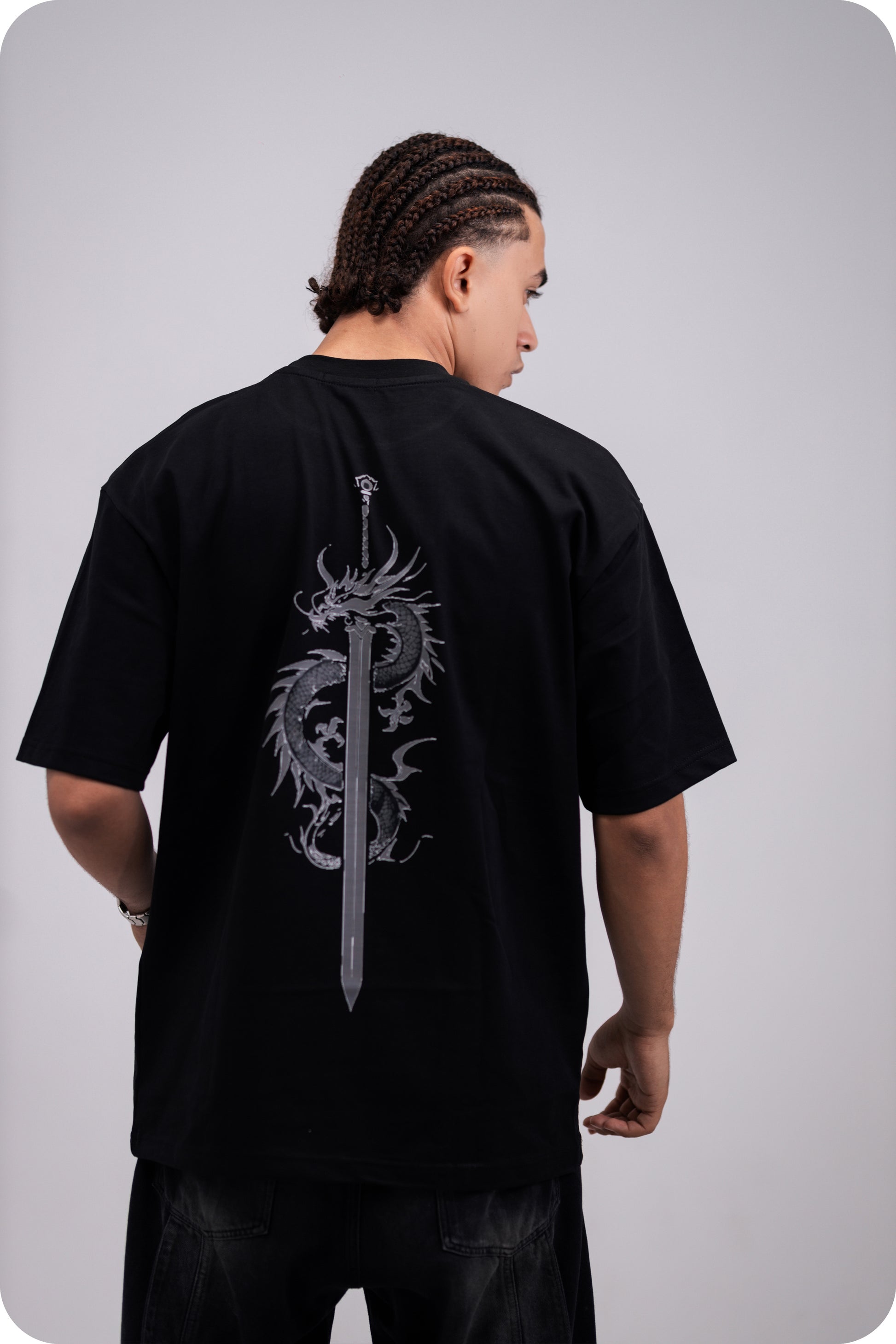 REVER – Oversized T-Shirt – Black [Dragon] Print - REVER