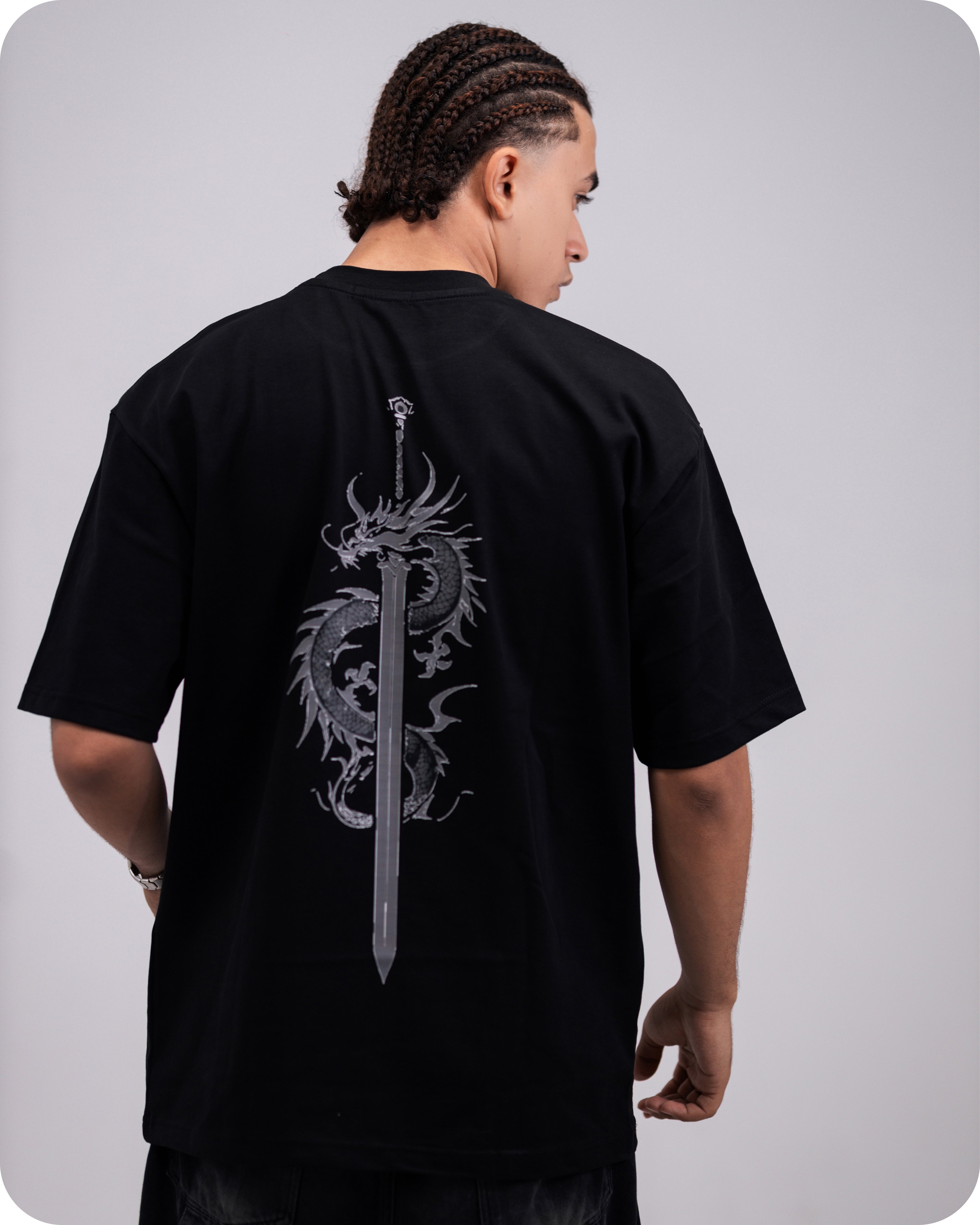 REVER – Oversized T-Shirt – Black [Dragon] Print - REVER