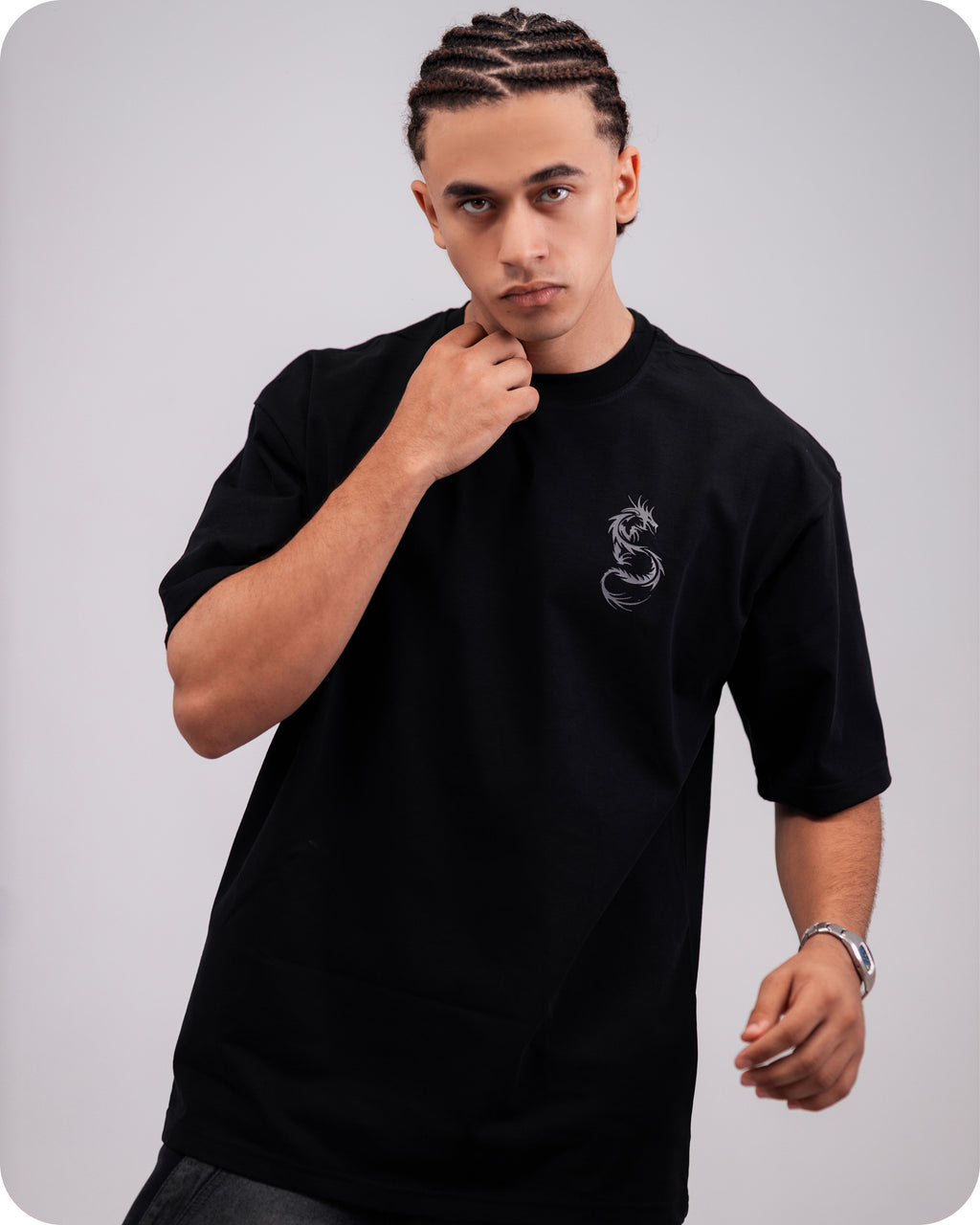 REVER – Oversized T-Shirt – Black [Dragon] Print - REVER