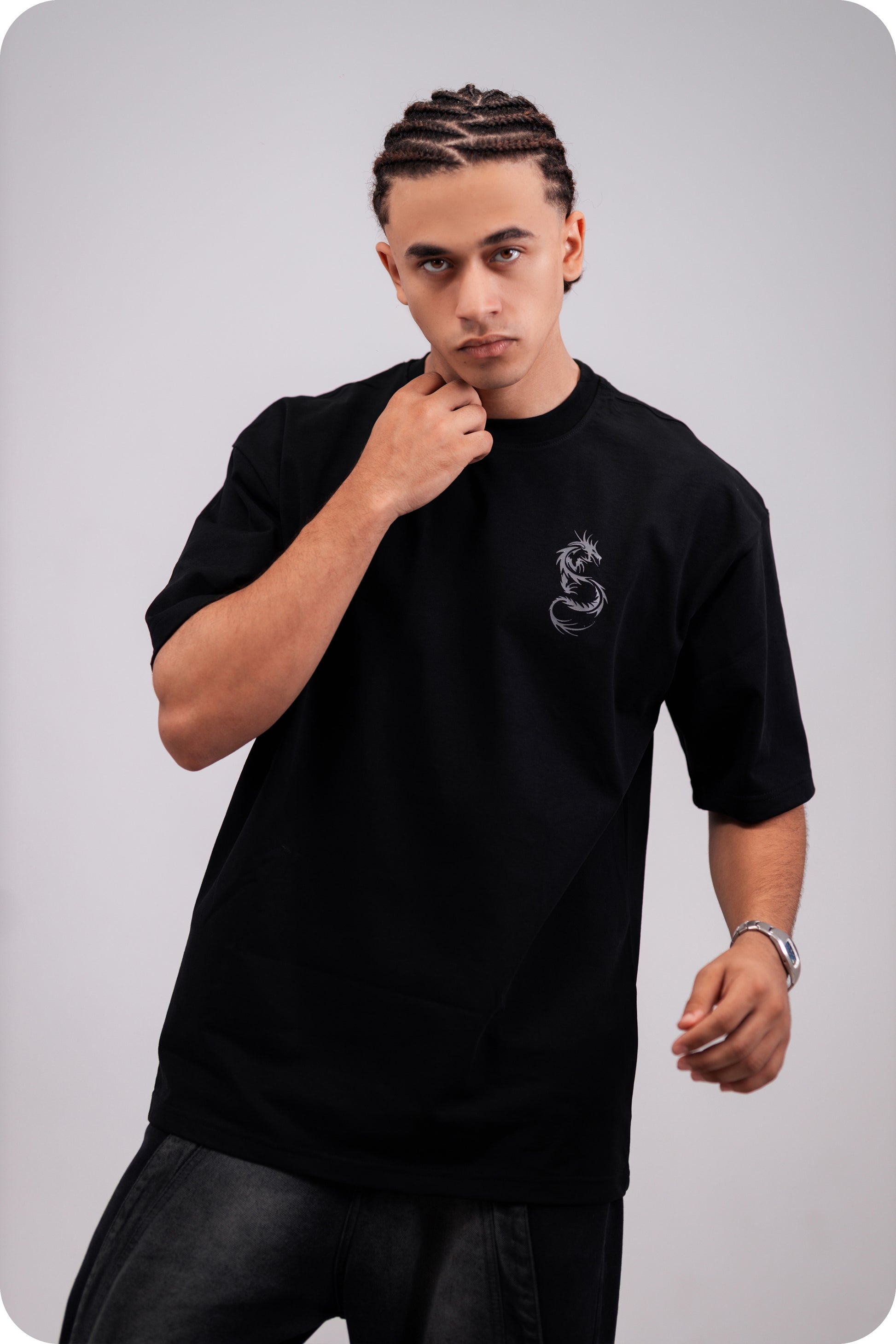 REVER – Oversized T-Shirt – Black [Dragon] Print - REVER
