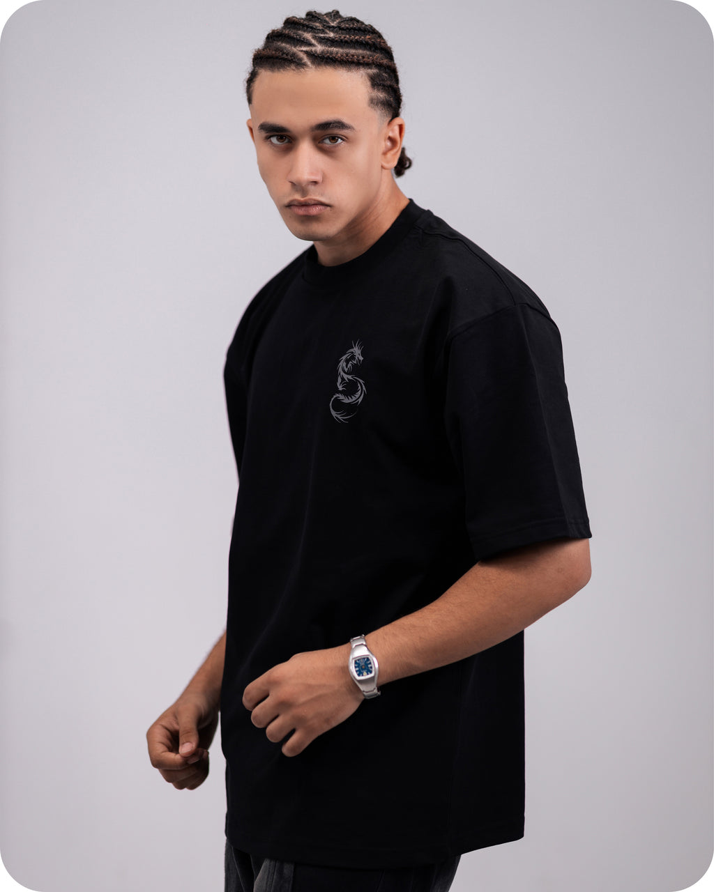 REVER – Oversized T-Shirt – Black [Dragon] Print - REVER