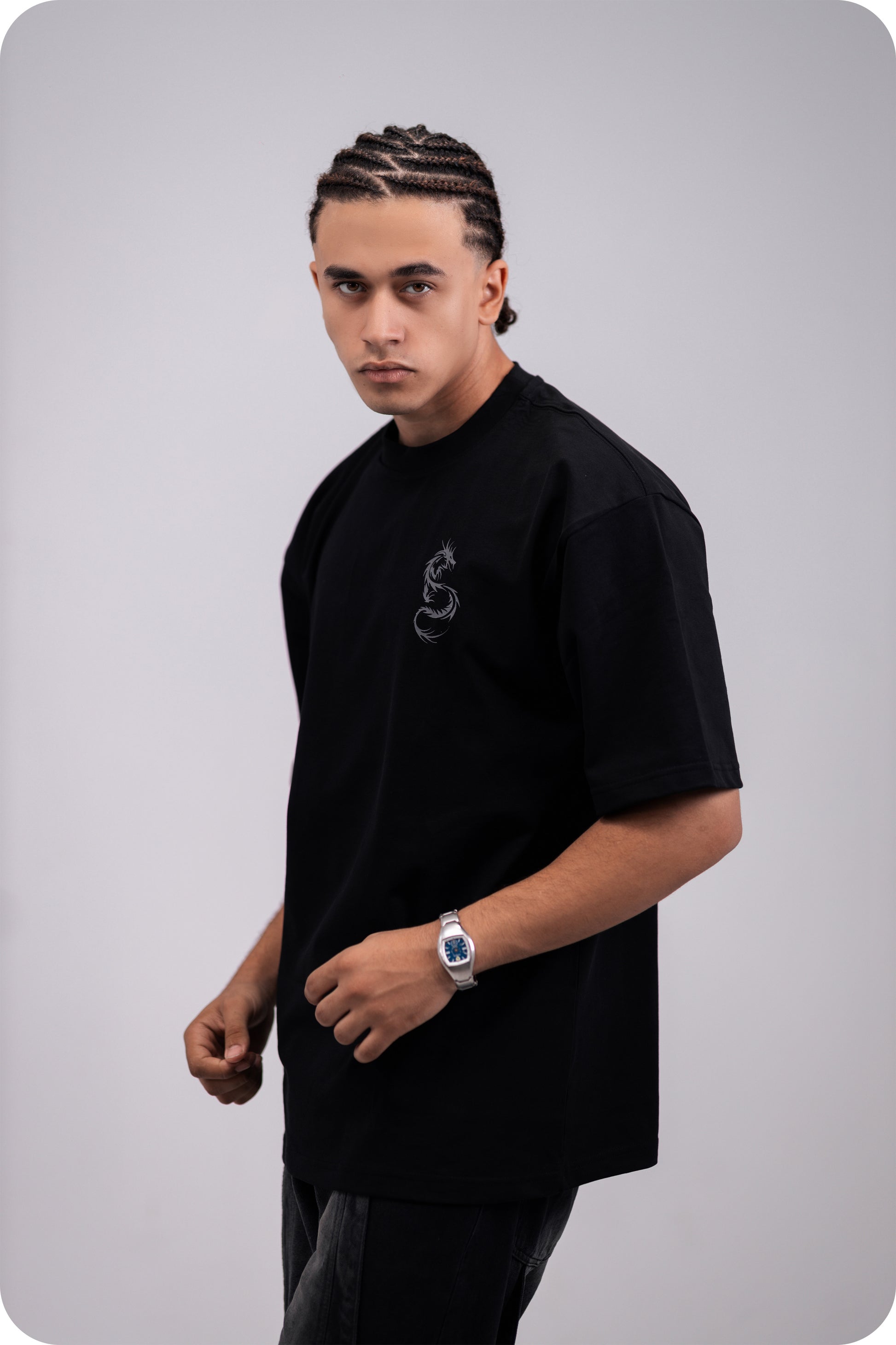 REVER – Oversized T-Shirt – Black [Dragon] Print - REVER