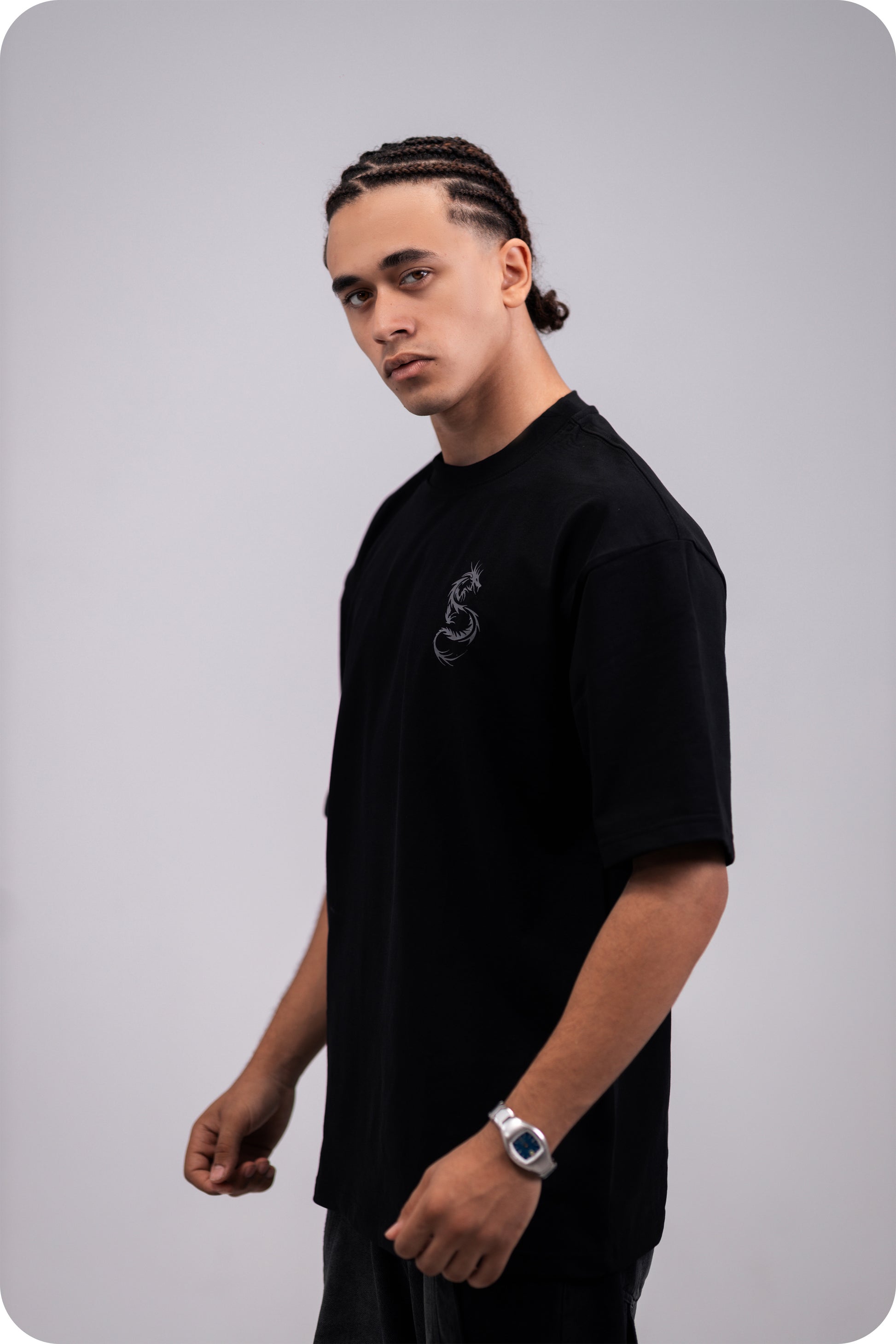 REVER – Oversized T-Shirt – Black [Dragon] Print - REVER