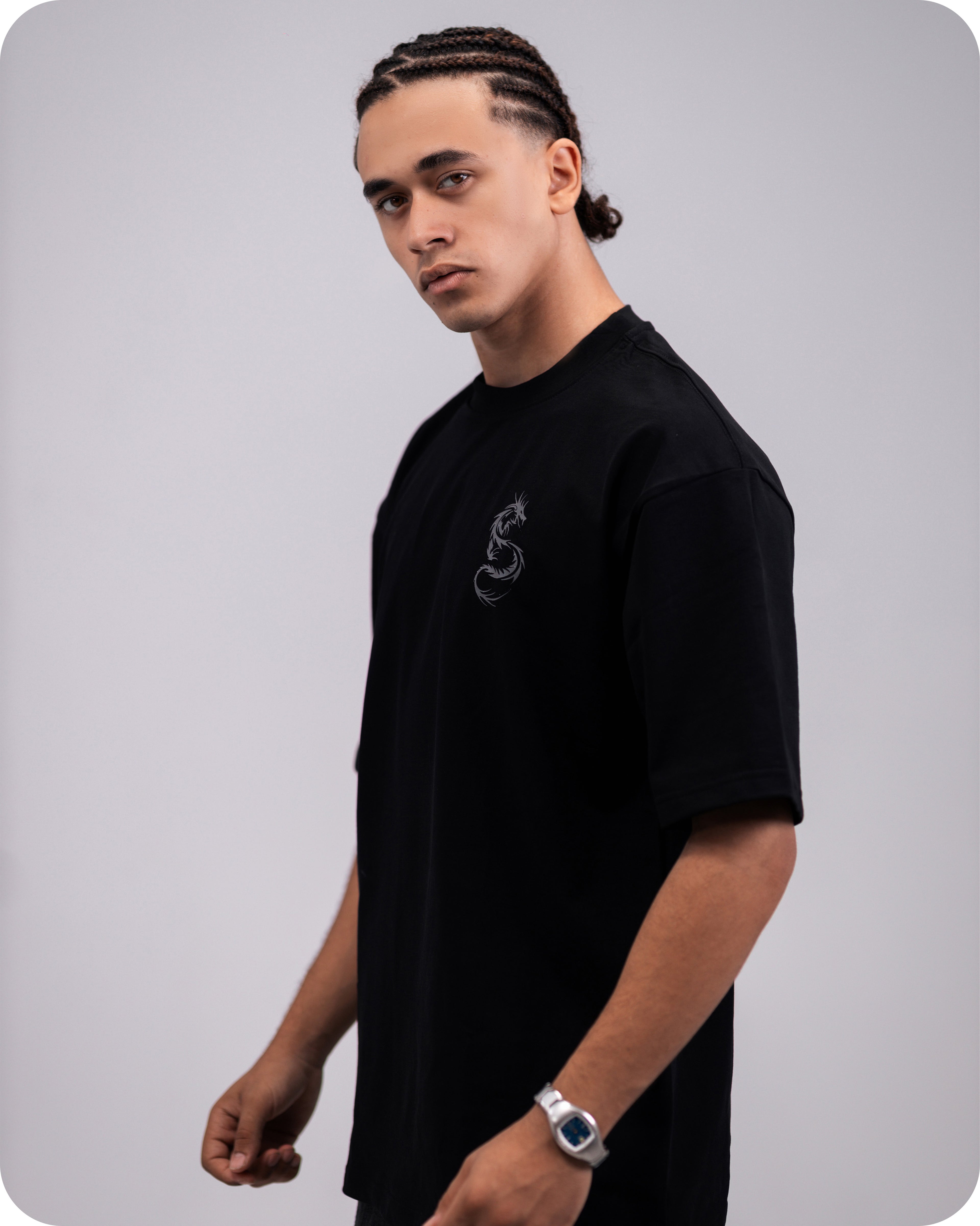 REVER – Oversized T-Shirt – Black [Dragon] Print - REVER