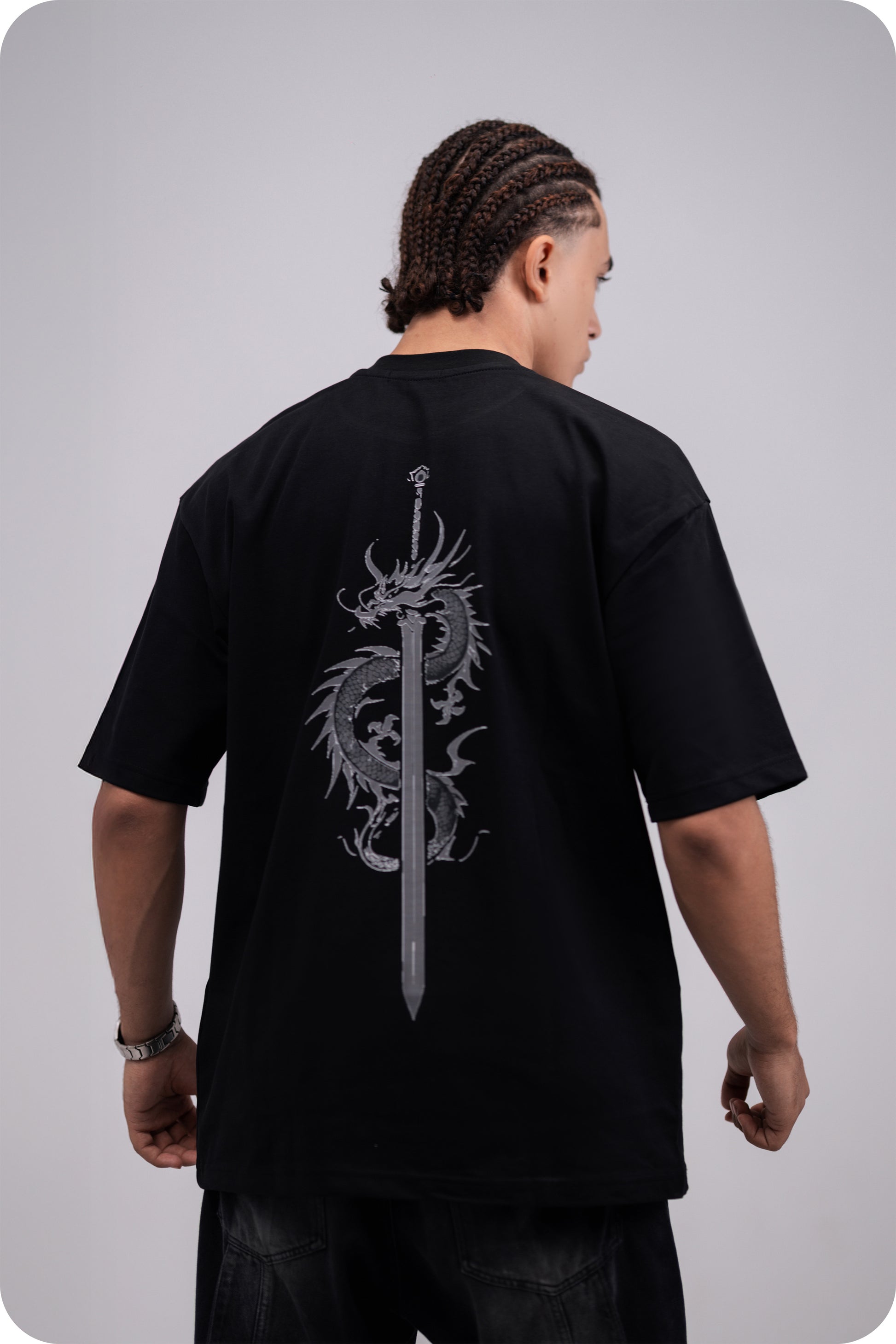 REVER – Oversized T-Shirt – Black [Dragon] Print - REVER