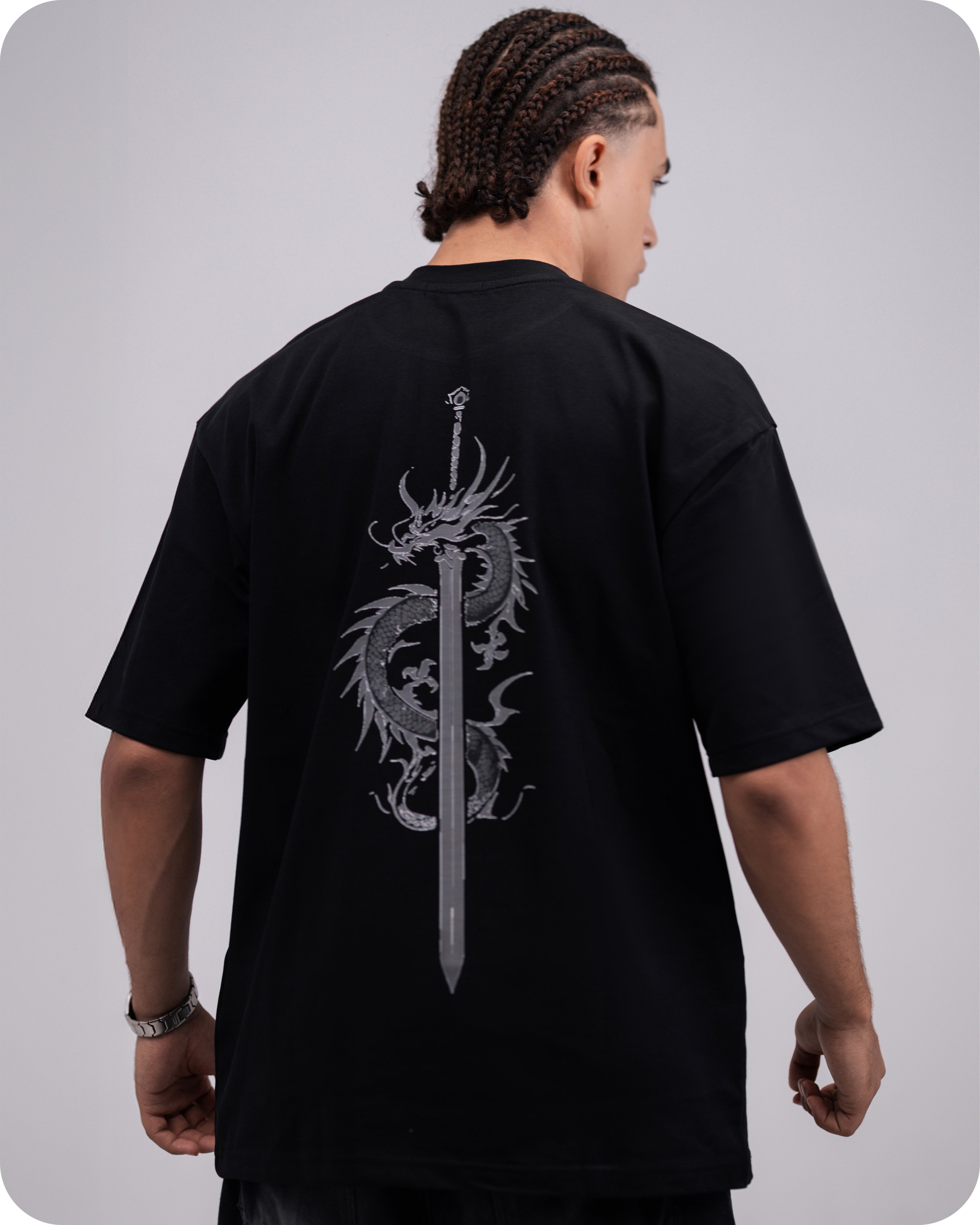 REVER – Oversized T-Shirt – Black [Dragon] Print - REVER