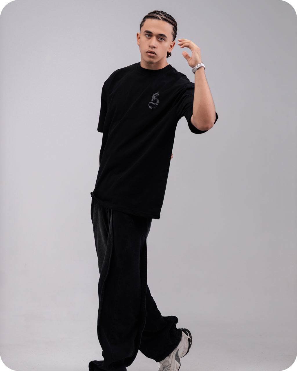 REVER – Oversized T-Shirt – Black [Dragon] Print - REVER