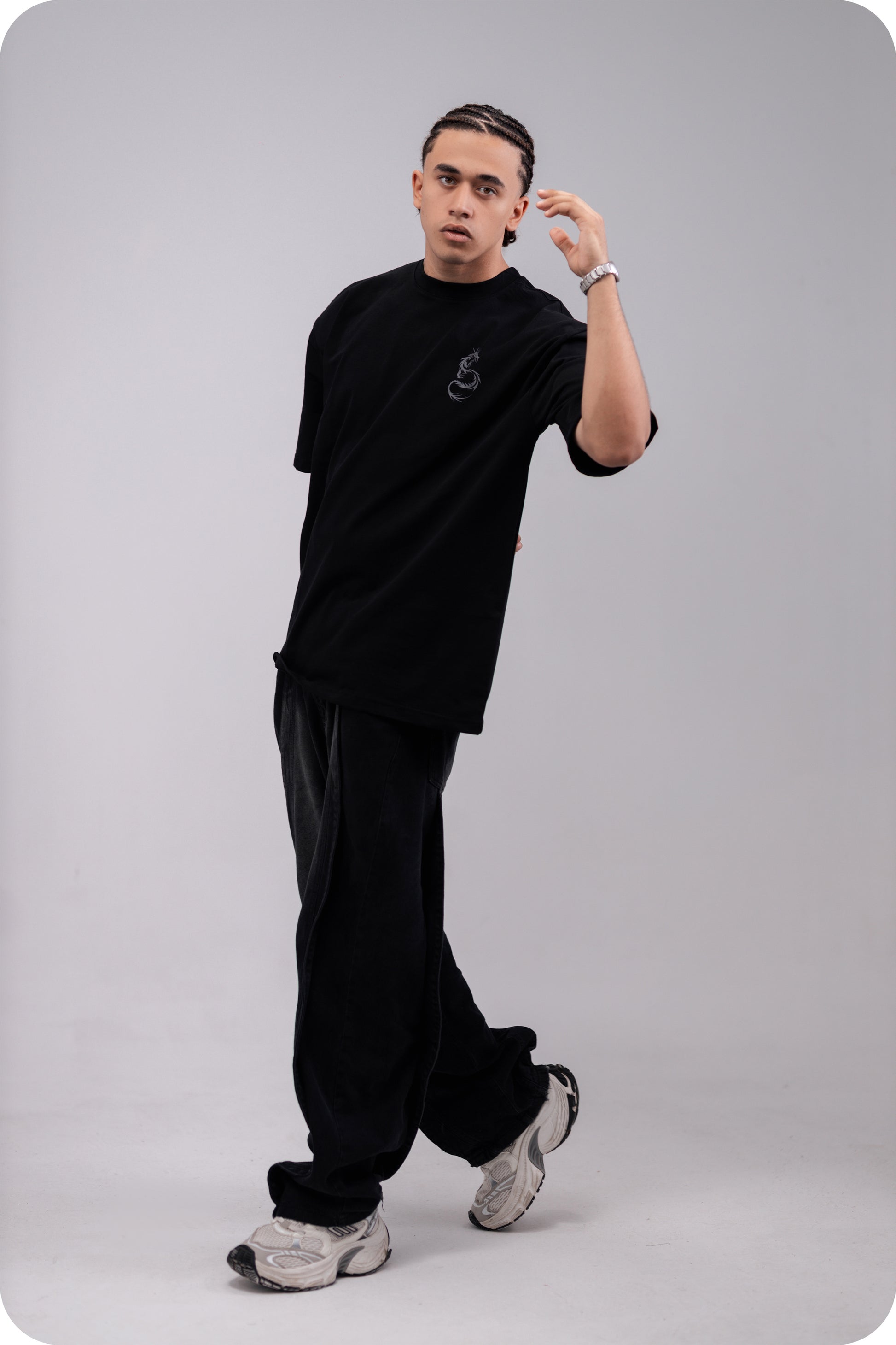 REVER – Oversized T-Shirt – Black [Dragon] Print - REVER
