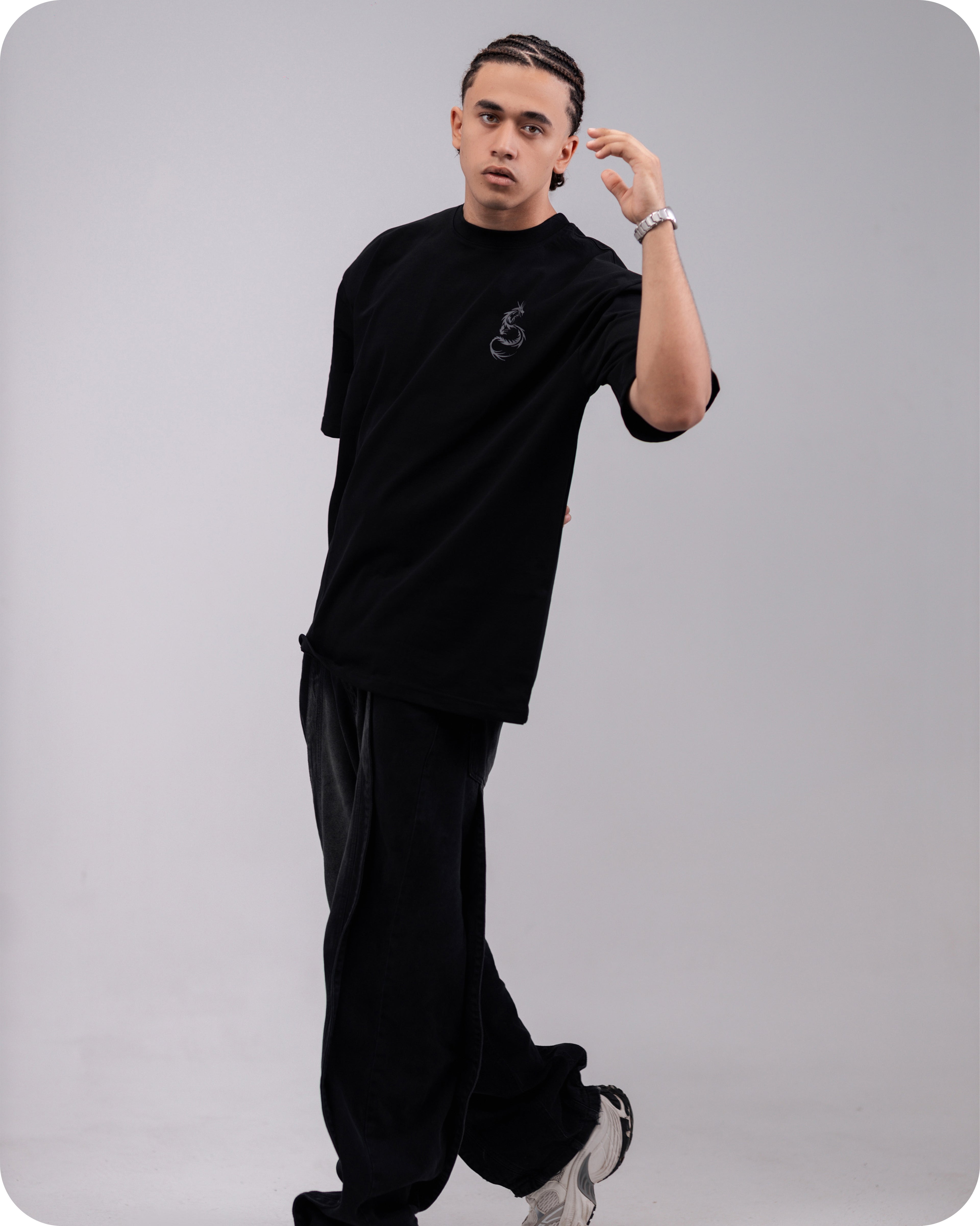 REVER – Oversized T-Shirt – Black [Dragon] Print - REVER