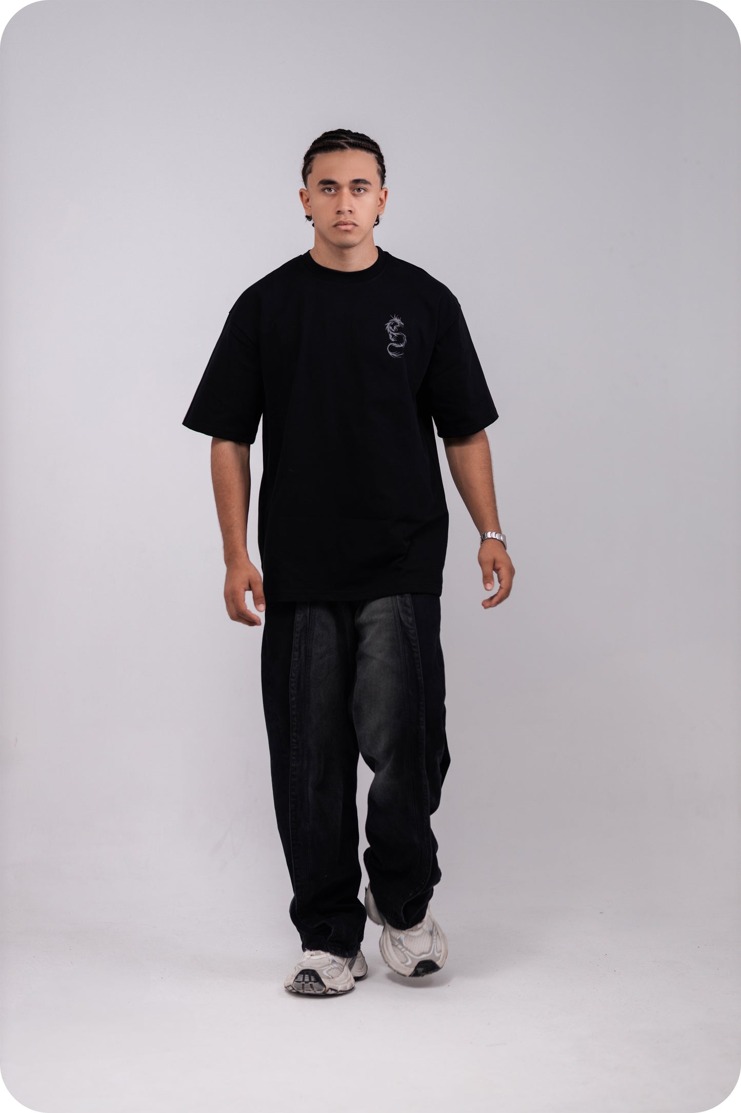 REVER – Oversized T-Shirt – Black [Dragon] Print - REVER