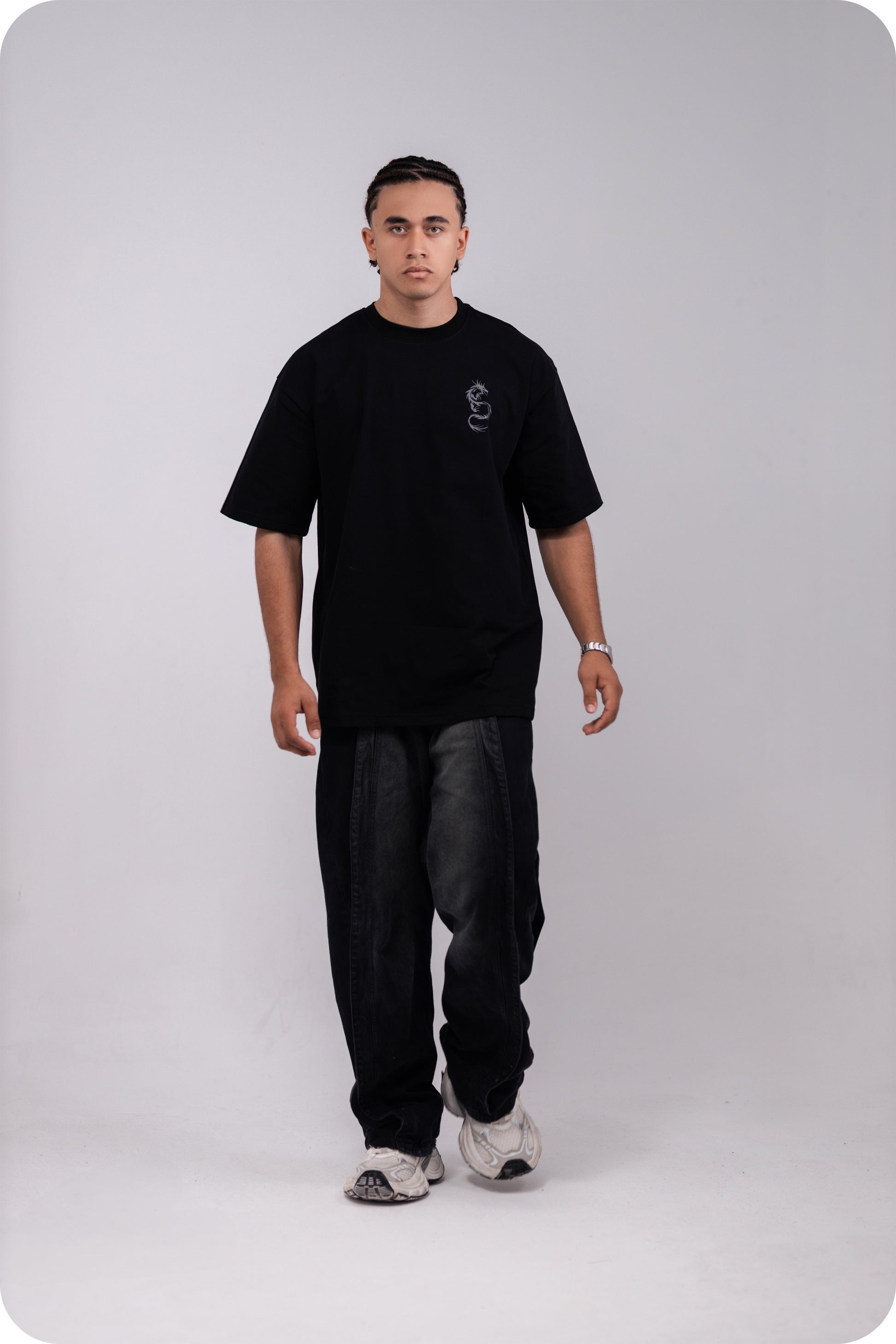 REVER – Oversized T-Shirt – Black [Dragon] Print - REVER