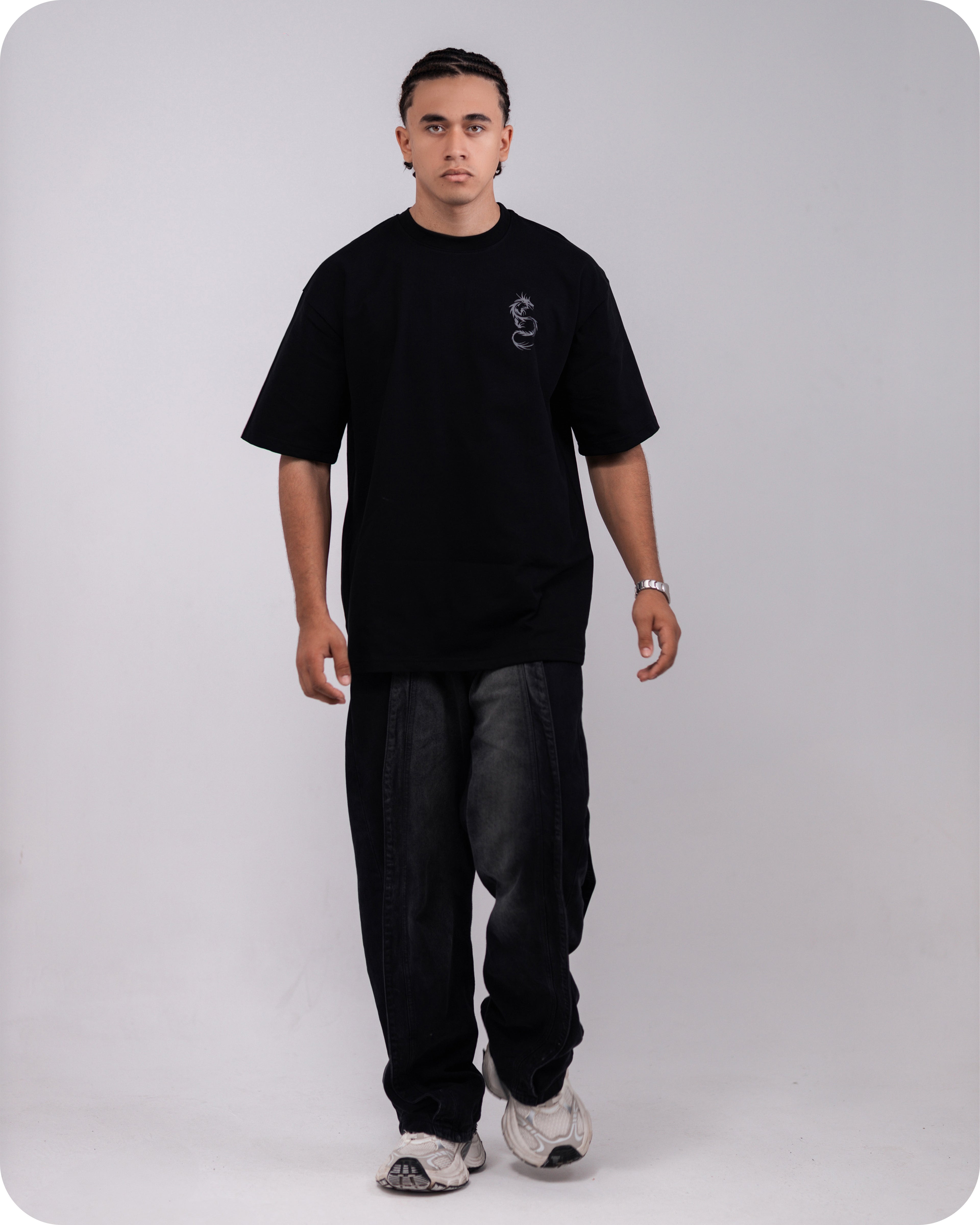 REVER – Oversized T-Shirt – Black [Dragon] Print - REVER