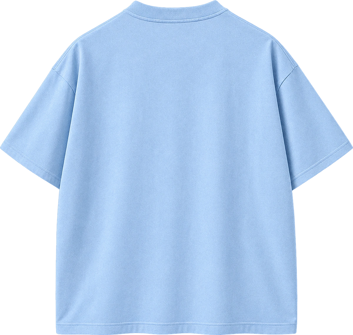 A light blue short-sleeve crewneck t-shirt shown from the back, photographed against a solid white background.