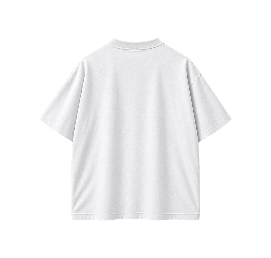 A plain white short-sleeve t-shirt shown from the back, photographed against a clean white background.
