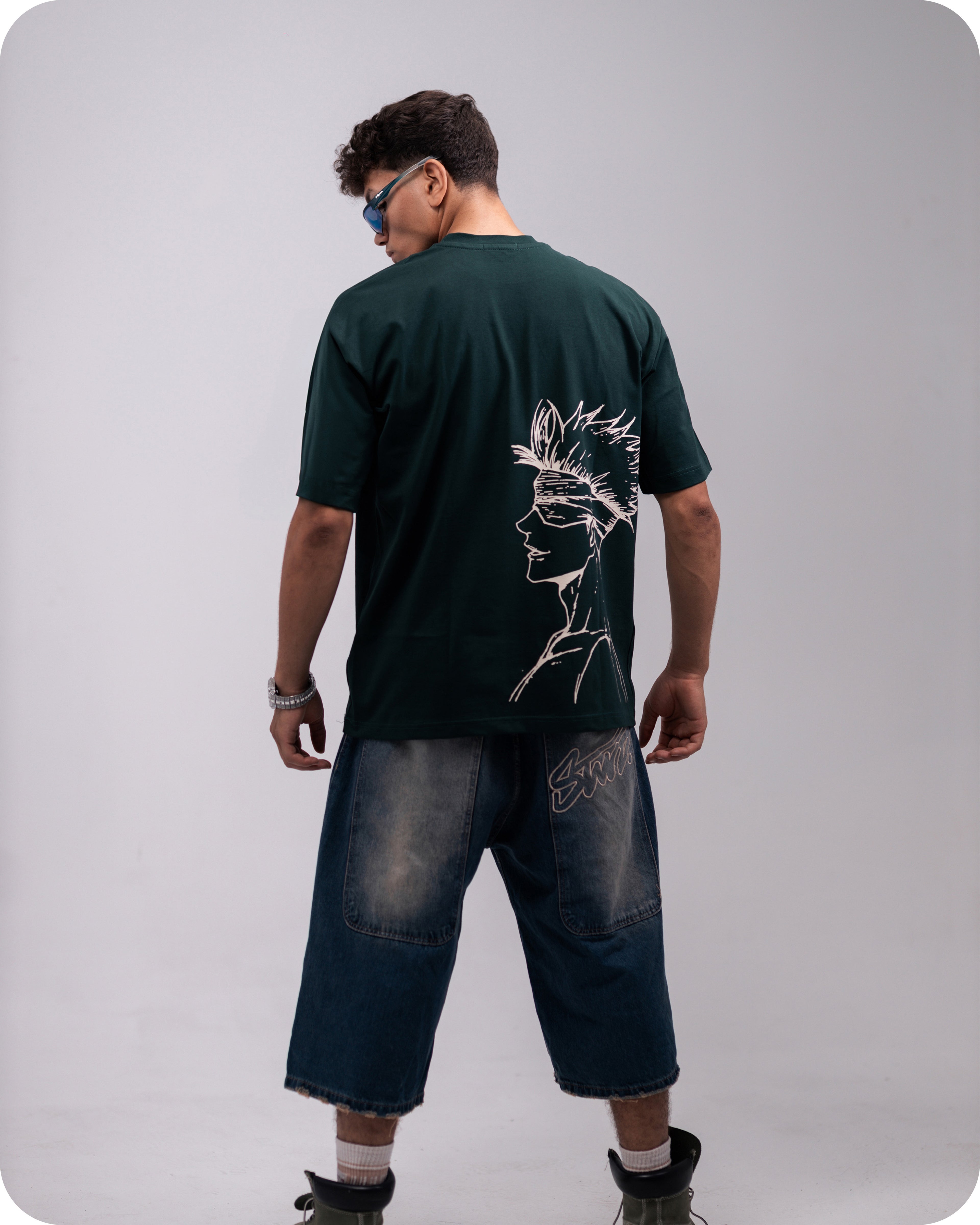 REVER – Oversized T-Shirt – Dark Green [JOJO] Print - REVER