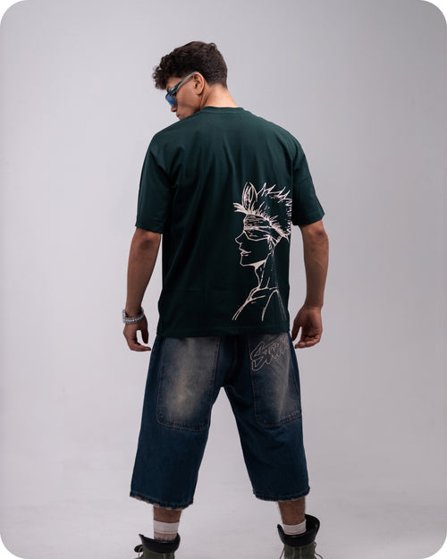 REVER – Oversized T-Shirt – Dark Green [JOJO] Print - REVER