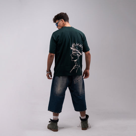 REVER – Oversized T-Shirt – Dark Green [JOJO] Print - REVER