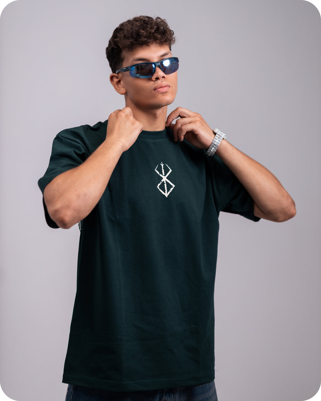 REVER – Oversized T-Shirt – Dark Green [JOJO] Print - REVER