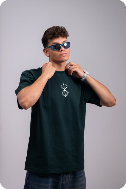 REVER – Oversized T-Shirt – Dark Green [JOJO] Print - REVER