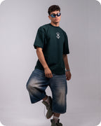 REVER – Oversized T-Shirt – Dark Green [JOJO] Print - REVER