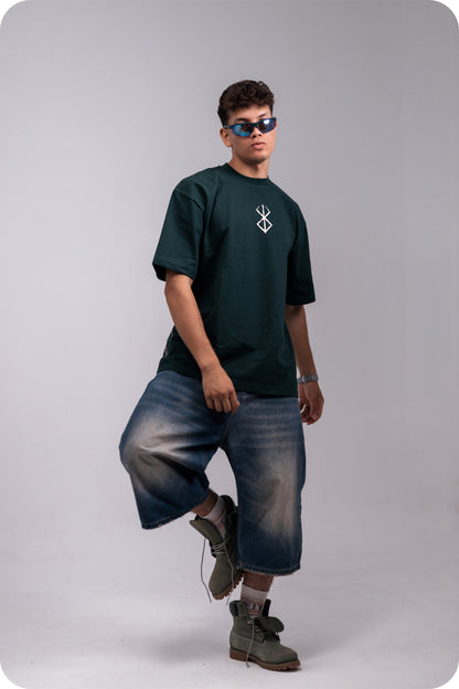 REVER – Oversized T-Shirt – Dark Green [JOJO] Print - REVER