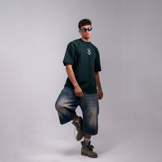 REVER – Oversized T-Shirt – Dark Green [JOJO] Print - REVER
