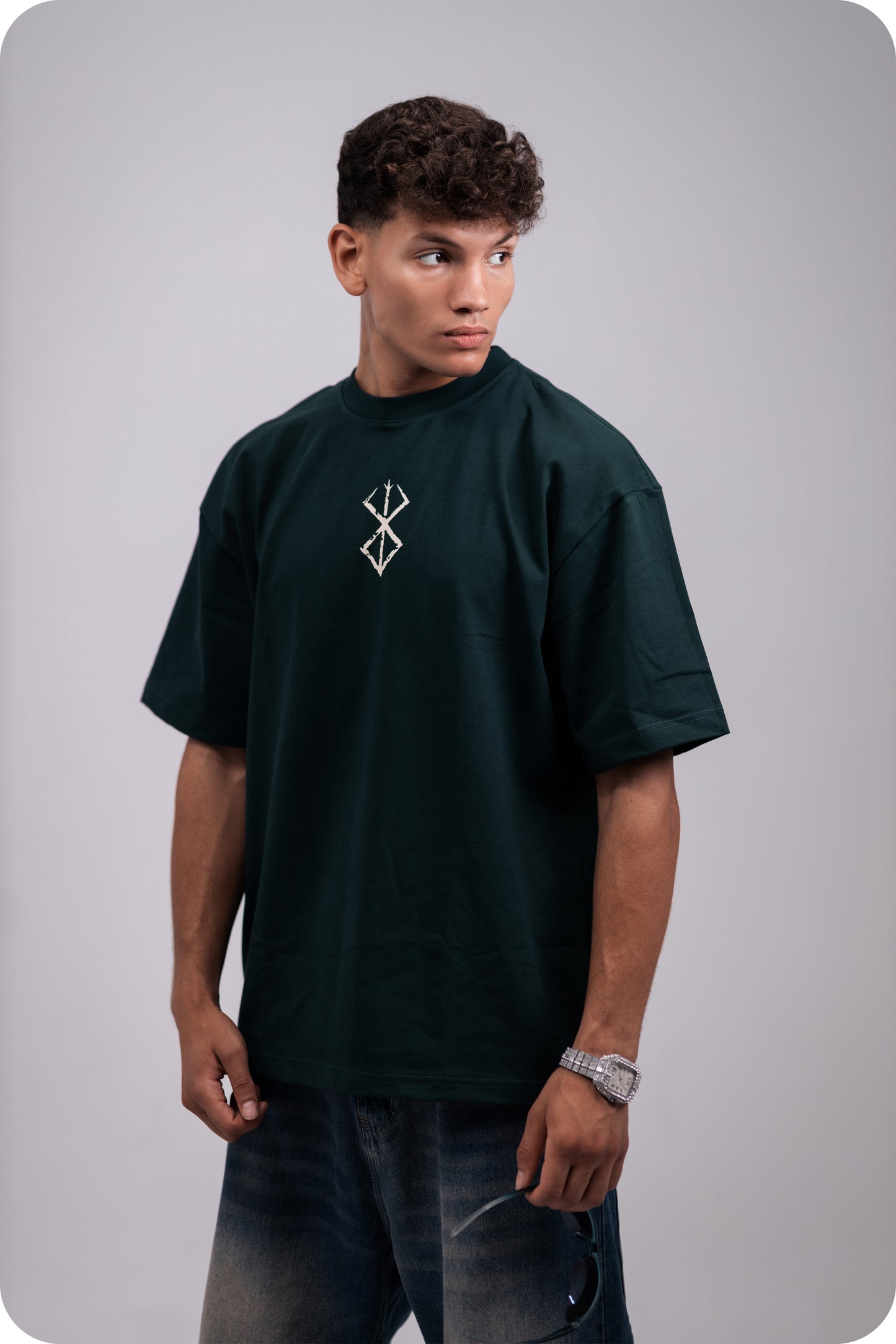 REVER – Oversized T-Shirt – Dark Green [JOJO] Print - REVER