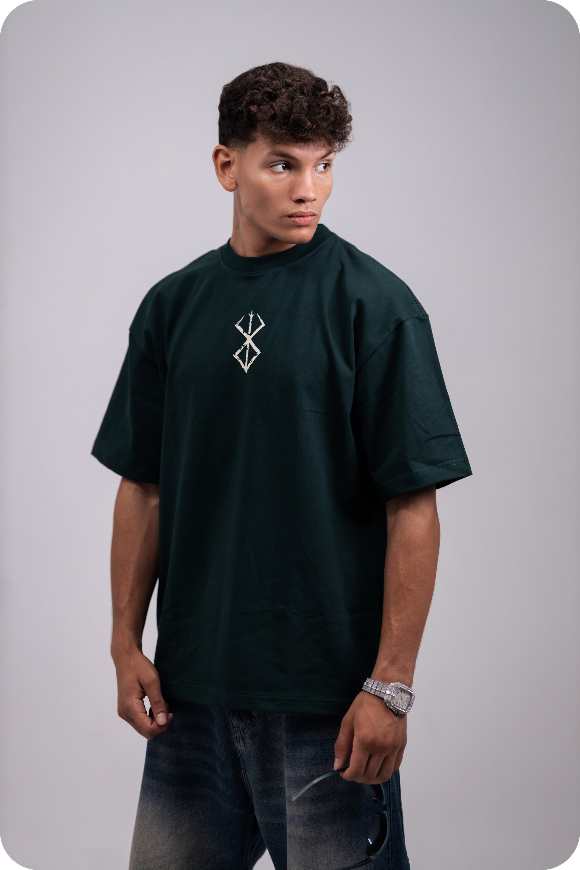 REVER – Oversized T-Shirt – Dark Green [JOJO] Print - REVER