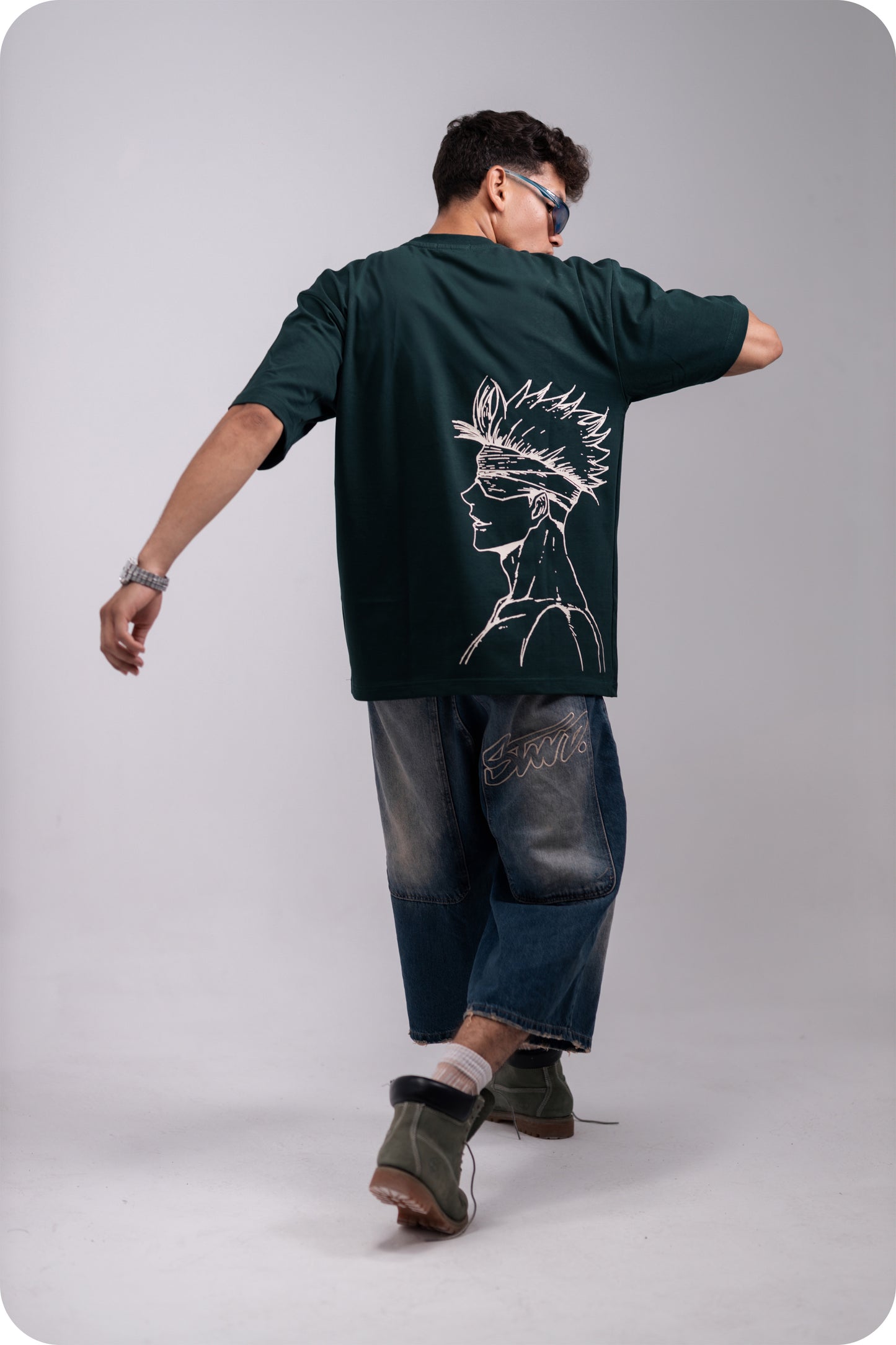 REVER – Oversized T-Shirt – Dark Green [JOJO] Print - REVER