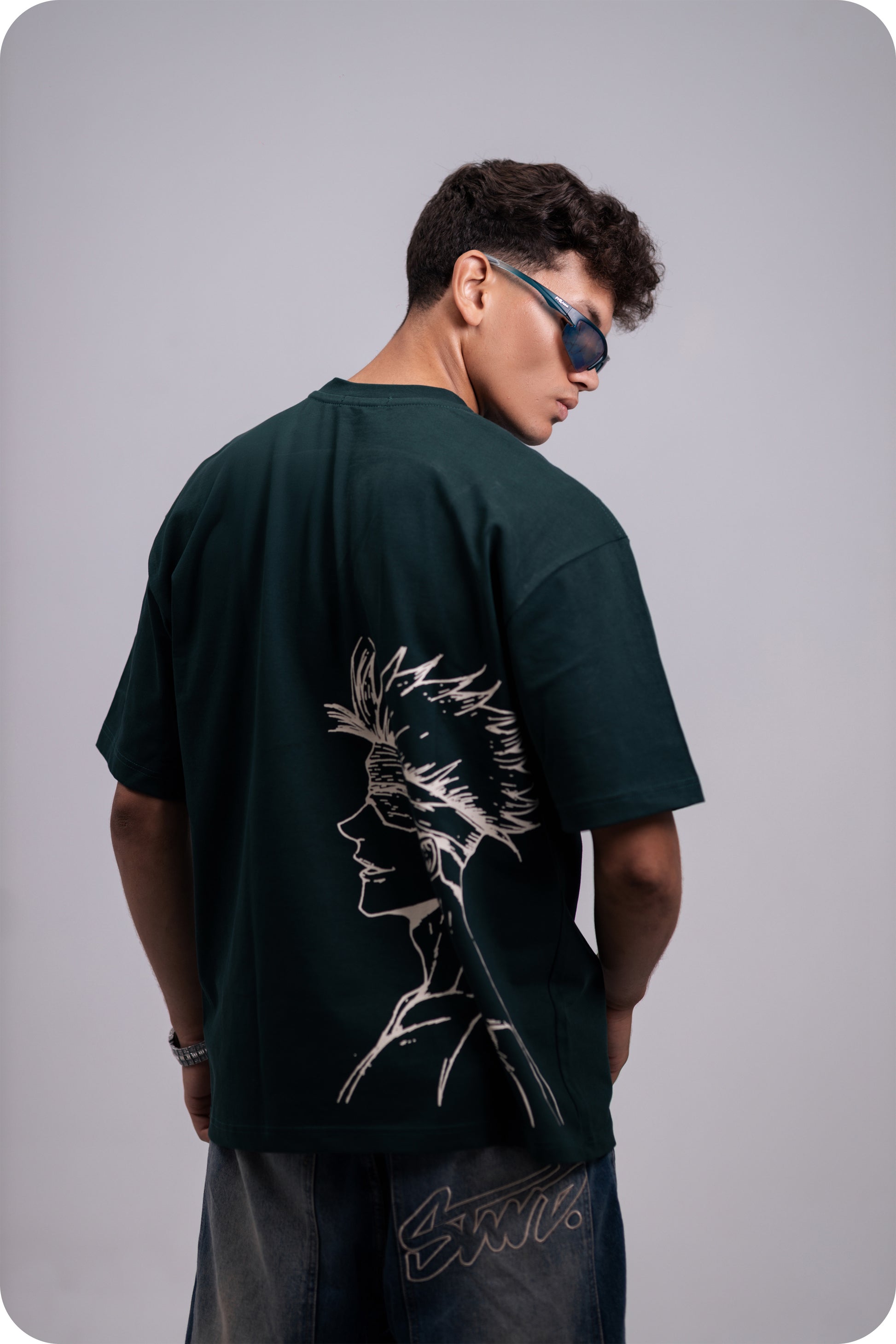 REVER – Oversized T-Shirt – Dark Green [JOJO] Print - REVER