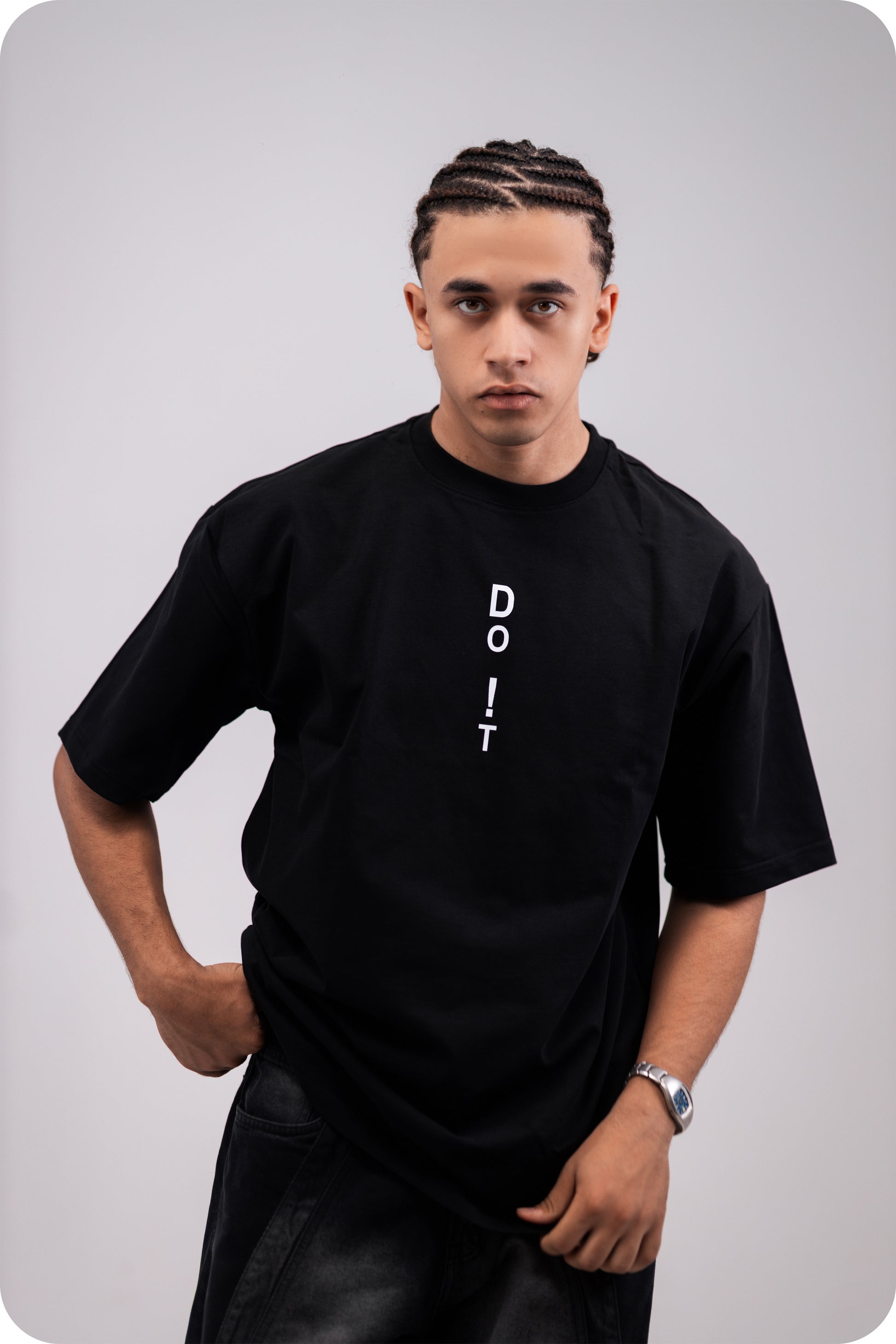 REVER – Oversized T-Shirt – Black [Just Do It] Print - REVER
