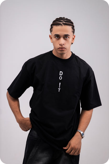 REVER – Oversized T-Shirt – Black [Just Do It] Print - REVER