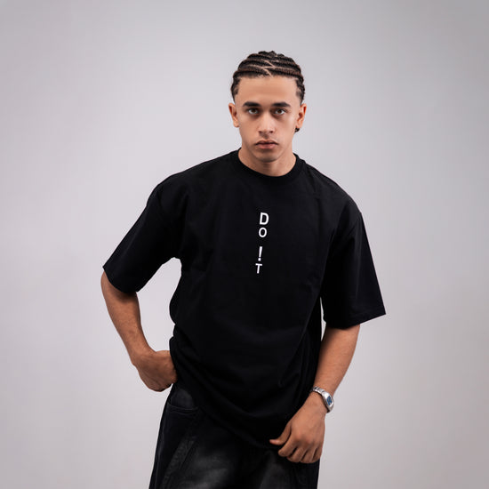 REVER – Oversized T-Shirt – Black [Just Do It] Print - REVER