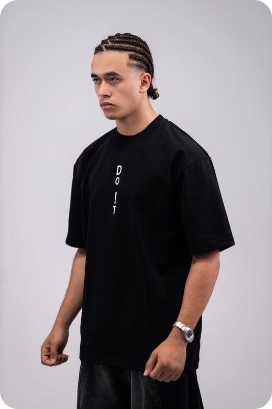 REVER – Oversized T-Shirt – Black [Just Do It] Print - REVER