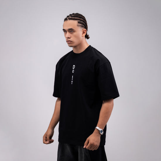 REVER – Oversized T-Shirt – Black [Just Do It] Print - REVER