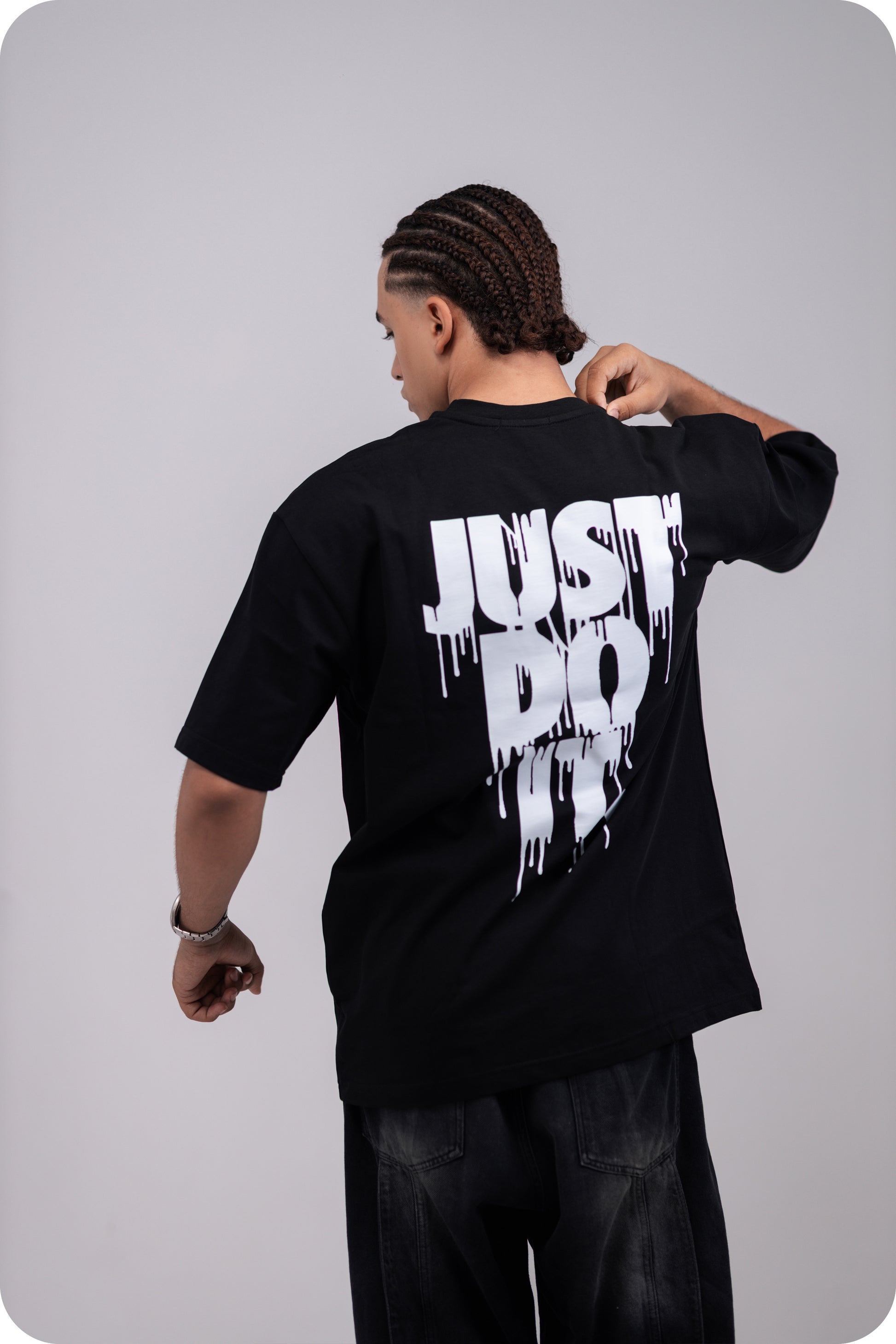 REVER – Oversized T-Shirt – Black [Just Do It] Print - REVER