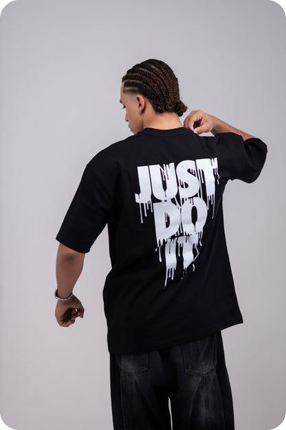 REVER – Oversized T-Shirt – Black [Just Do It] Print - REVER