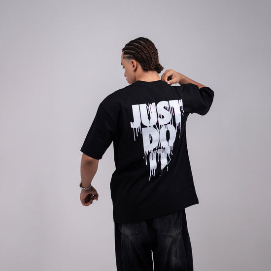 REVER – Oversized T-Shirt – Black [Just Do It] Print - REVER