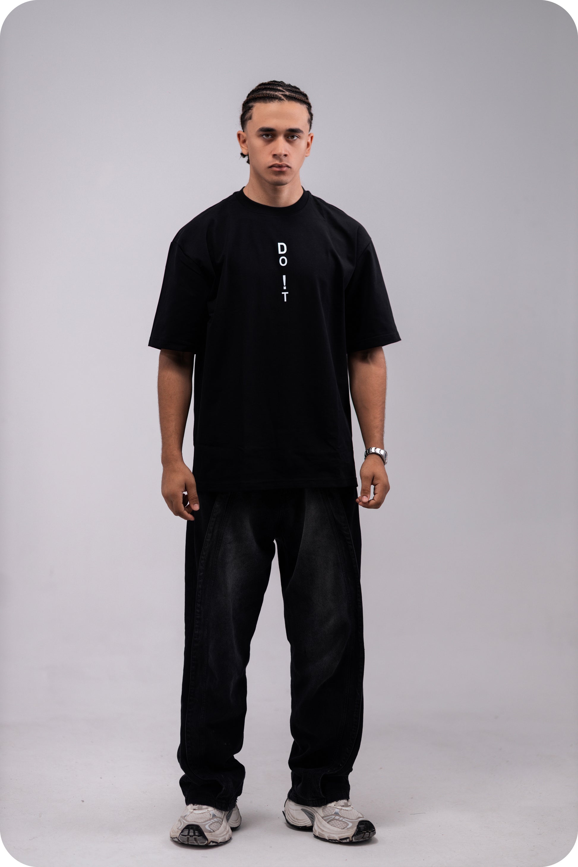 REVER – Oversized T-Shirt – Black [Just Do It] Print - REVER