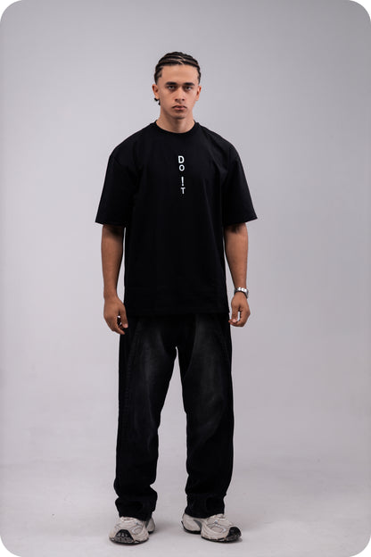 REVER – Oversized T-Shirt – Black [Just Do It] Print - REVER