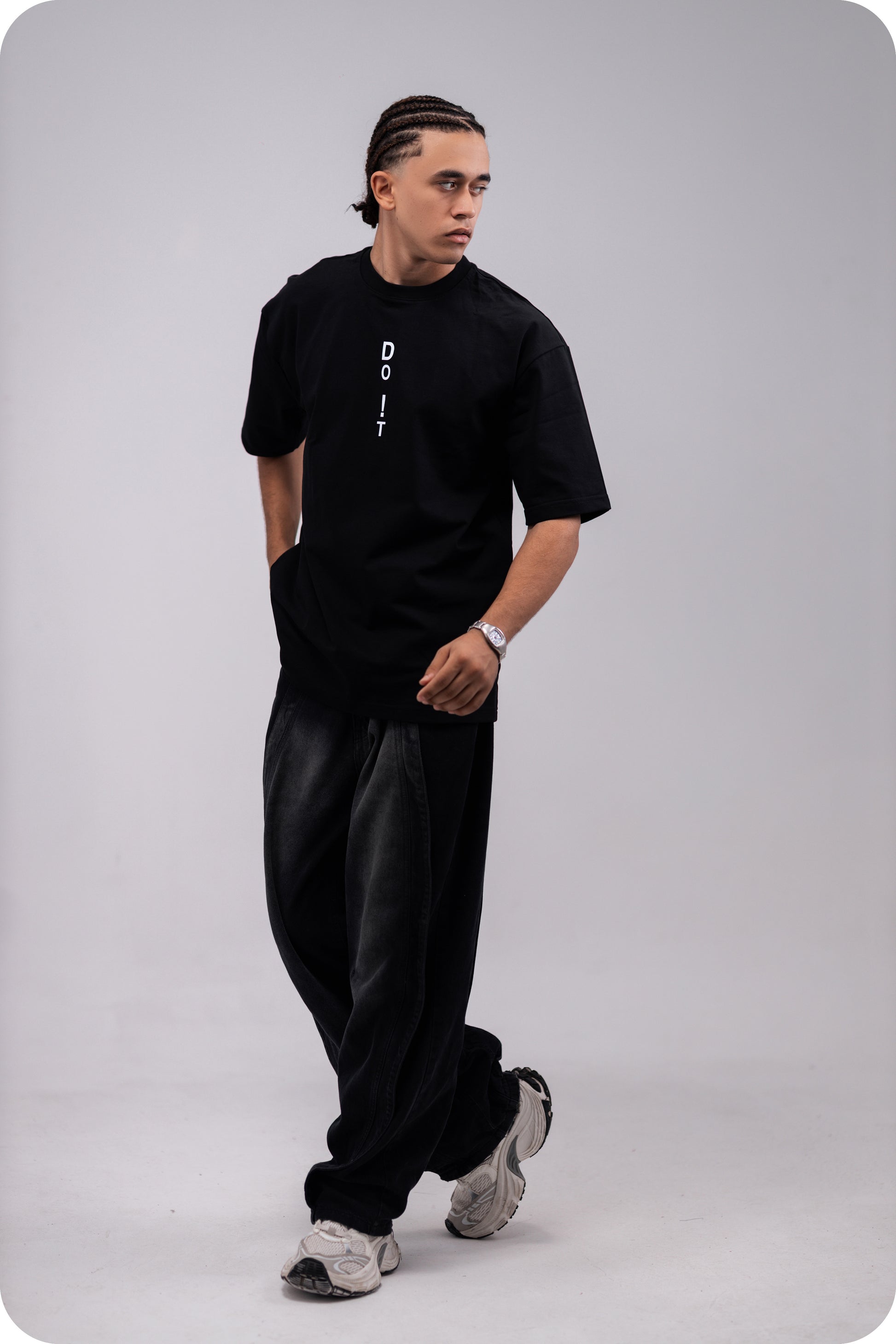 REVER – Oversized T-Shirt – Black [Just Do It] Print - REVER