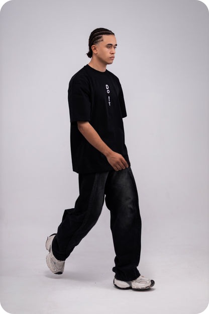 REVER – Oversized T-Shirt – Black [Just Do It] Print - REVER