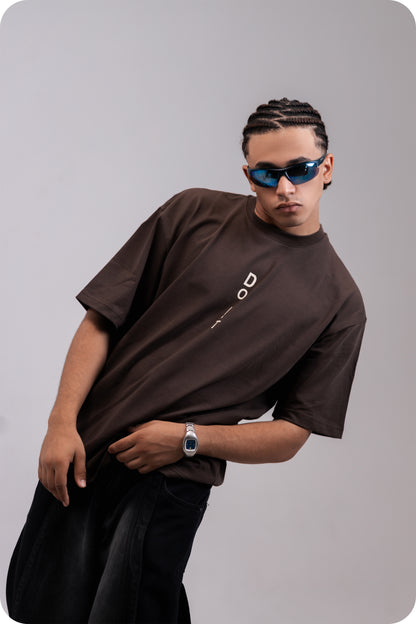 REVER – Oversized T-Shirt – Brown [Just Do It] Print - REVER