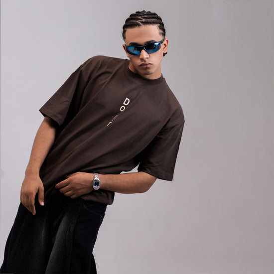 REVER – Oversized T-Shirt – Brown [Just Do It] Print - REVER